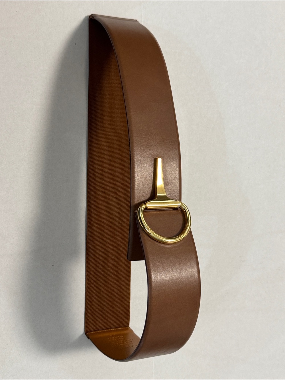 Lauren Ralph Lauren Brown Belt Gold Ring Buckle w/elastic back XL